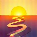 An icon representing a pathway leading to a rising sun.